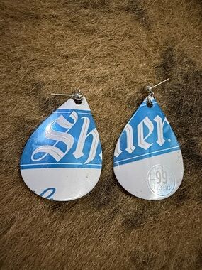 Blue and White Teardrop Earrings